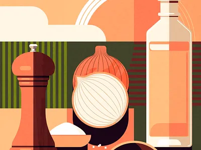 Mediterranean Ingredients cooking food illustration illustrator italian food italy mediterranean olive oil olives onion vector