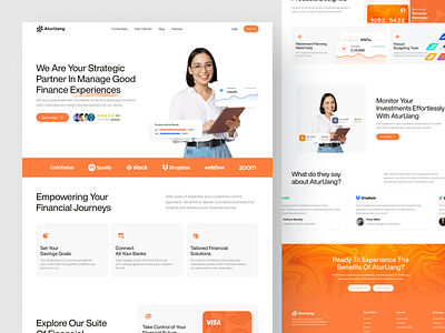 AturUang - Finance Landing Page bank bank card banking budget card company profile credit finance finance management finance web financial fintech landing page manage payment transaction wallet web design website website design