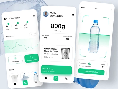 Garbage Recycling app design mobile app app design app designer garbage garbage collect grabage app mobile app nature app recycle recycle app recycling app scanner scanner app trash trash app ui designer ui kit waste app waste management zero waste