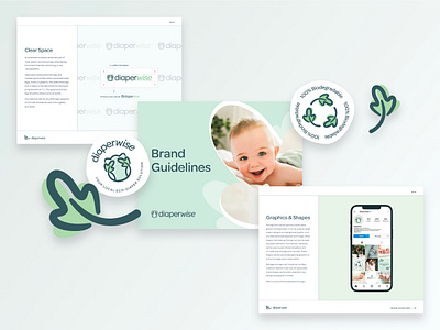 DiaperWise Branding baby biodegradable branding design diaper eco environmental friendly fun healthy leaves logo sustainable wise