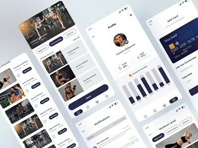 Gym and cardio mobile app 2023 trend branding crossfit design fitness graphic design gym health healthcare landingpage logo sport training treadmill ui vector wight loss