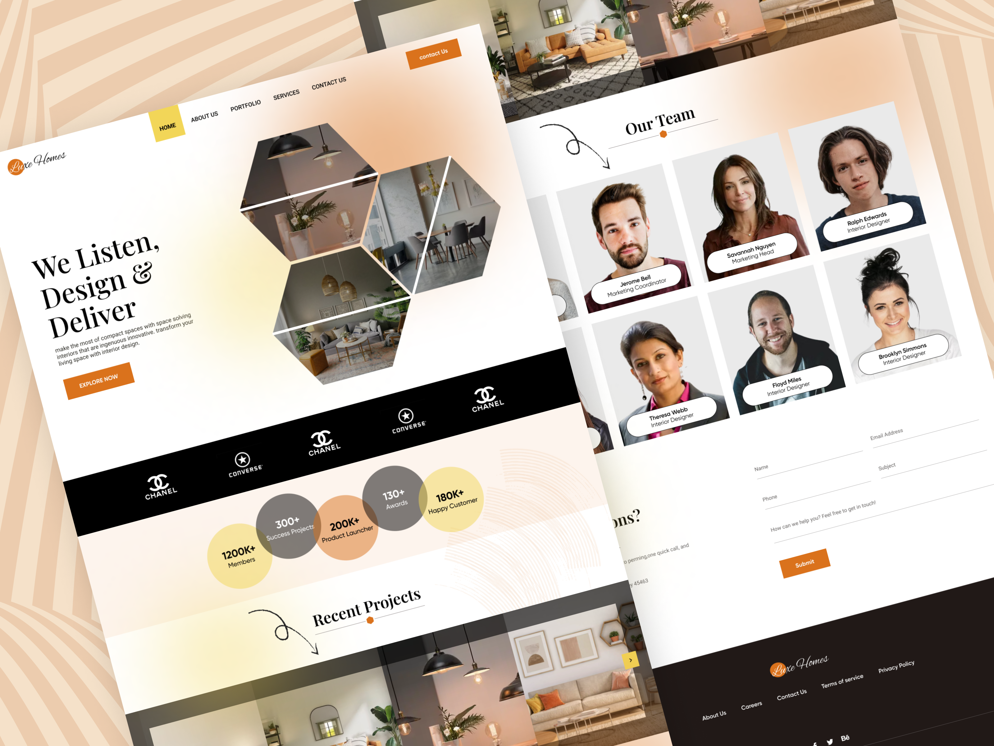 Interior Agency Landing Page UI 999watt branding design designing home interior orange ui ux web design yellow