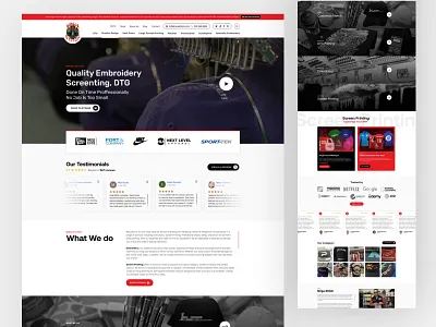 Ninja Stitch blackandred custom tshirt design embroidery website minimal homepage ninja ninja stitch