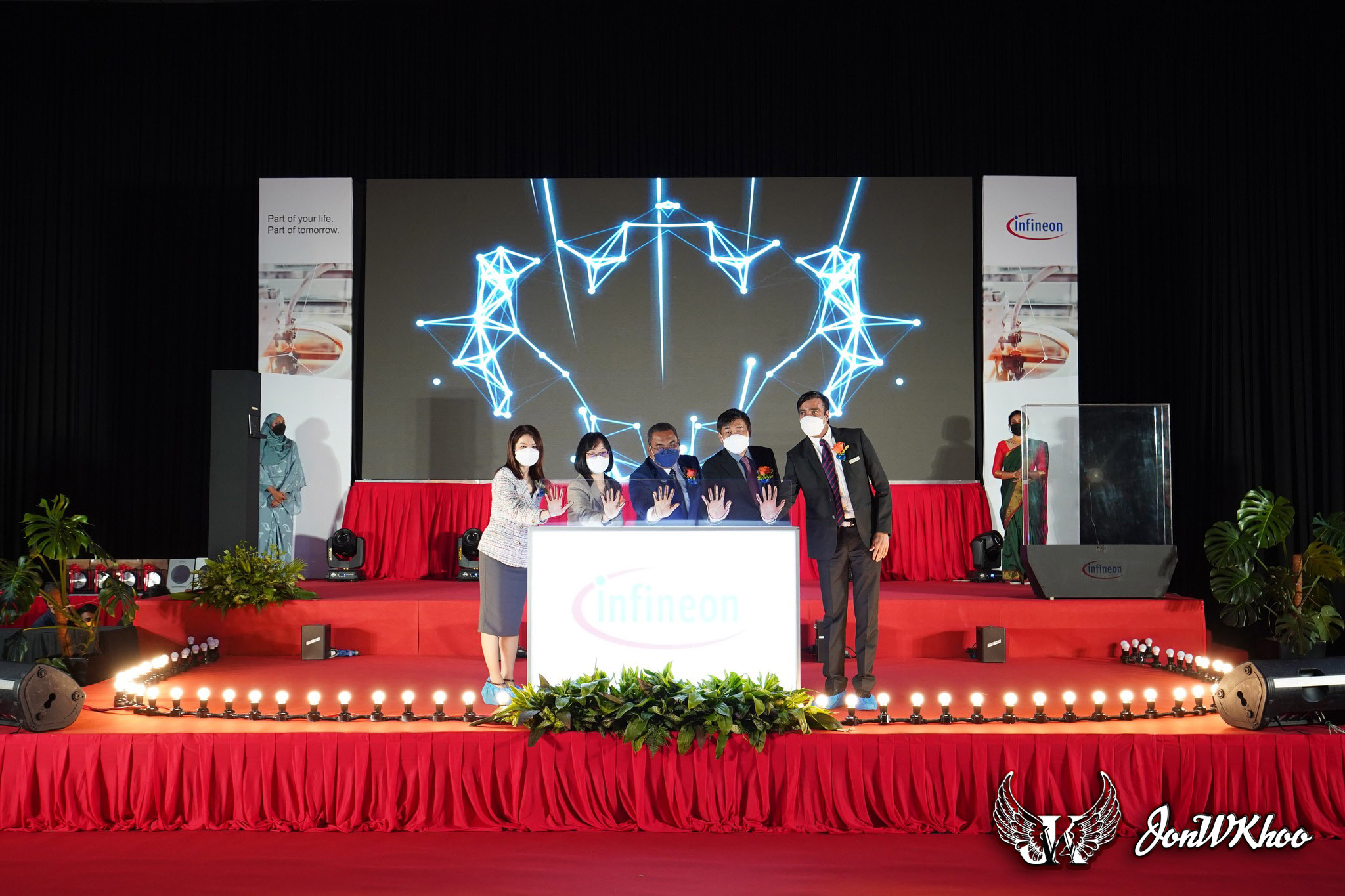 Infineon Foundation Stone Ceremony 2022 | Groundbreaking Event backdrop floorplan focal concepts graphic design infineon jonwkhoo stage