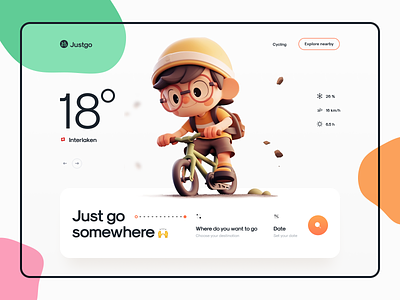 Justgo – Hero Header for Echo® 3d 3d illustration city tour clean cute character design illustration landing page landingpage logo minimal tour travel ui ui design ux ux design web design