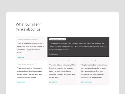 Testimonial Section for an Interior Design Agency website! 🏠✨ client quotes client testimonial client testimonial section design grid design home interior interior design interior design agency interior design agency ui design interior design agency website interior design website miniimalism minimalist design symmetric layout testimonial testimonial section testimonial ui design uiux what do our client think what our clients are saying