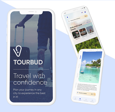 TourBud - A Travel App with Smartness branding design graphic design research tourbud tourism travel typography ui ux vector weather wishtree wishtreetech