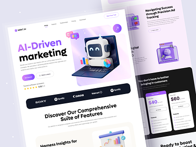 AI Marketing SaaS Website ai ai figma ui kit artificial intelligence b2b clean concept landing page marketing marketing page minimal saas sales software template tools ui ui design web design webflow website