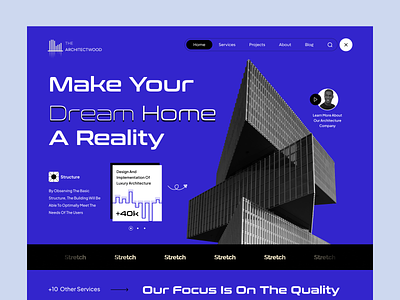 Architecture Agency Landing Page appartment arch design architect architectural architecture design black and white building chart design services interior architecture interior design landing landing page minimal modern real estate typography ui ux web