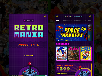 Retro Mania: An app embracing retro gaming app app design appdesign cloud gaming design gaming retro ui ui design user experience design