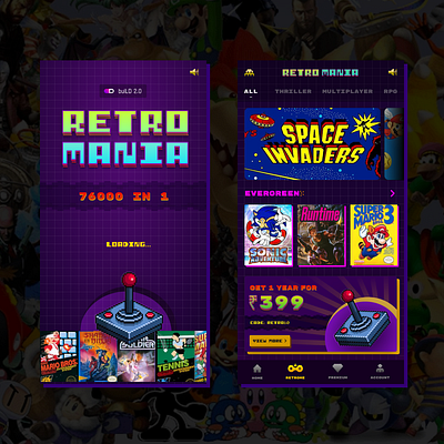 Retro Mania: An app embracing retro gaming app app design appdesign cloud gaming design gaming retro ui ui design user experience design