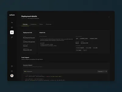 AI Development Dashboard ai dark mode dashboard davinci design figma gpt high contrast large language model llm openai ui ux