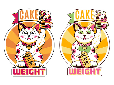 Weightlifter Cat Mascot cat character design illustration japan japanese line art logo logotype lucky maneki neko mascot power print t shirt weighlifting weightlifter