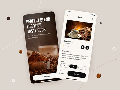 Coffee Shop App Design android app application cafe clean coffee coffee cup design food ios latte minimal product product design restaurant starbucks ui uiux ux web