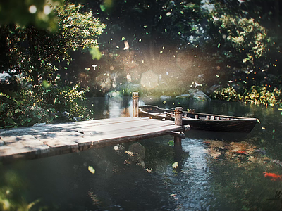 Lake_View_Animation2 3d animation boat cgi exterior forest lake render river unreal