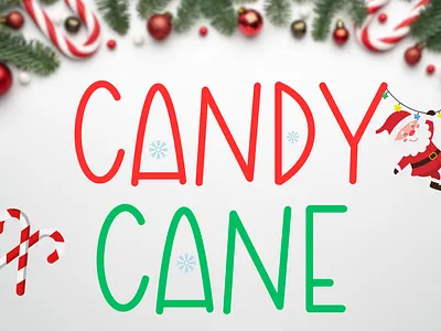Candy cane birthday font card font chrismas fonts cloth bag font design mug font sans serif font