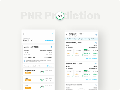 Paytm Travel - Trains PNR Prediction android design ios minimal mobile paytm pnr prediction responsive trains travel ui ux vraj247