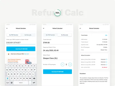 Paytm Trains - Refund Calculator calc calculator design minimal paytm pnr refund simple trains travel ui ux