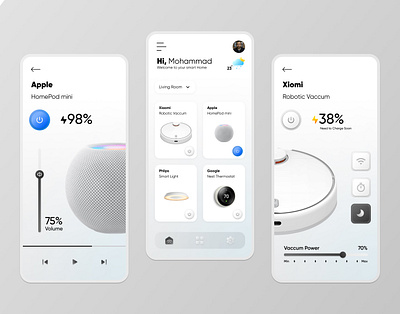 Smart Home Application ai neomirphism realistic icon smart home ui weather