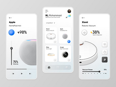 Smart Home Application ai neomirphism realistic icon smart home ui weather