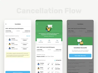Paytm Travel - Train Cancellation Flow cancellation flow illustrations paytm trains travel ui ux