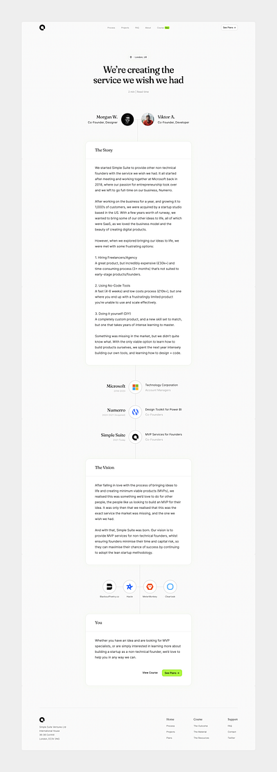 Simple Suite About Page about about page design story ui