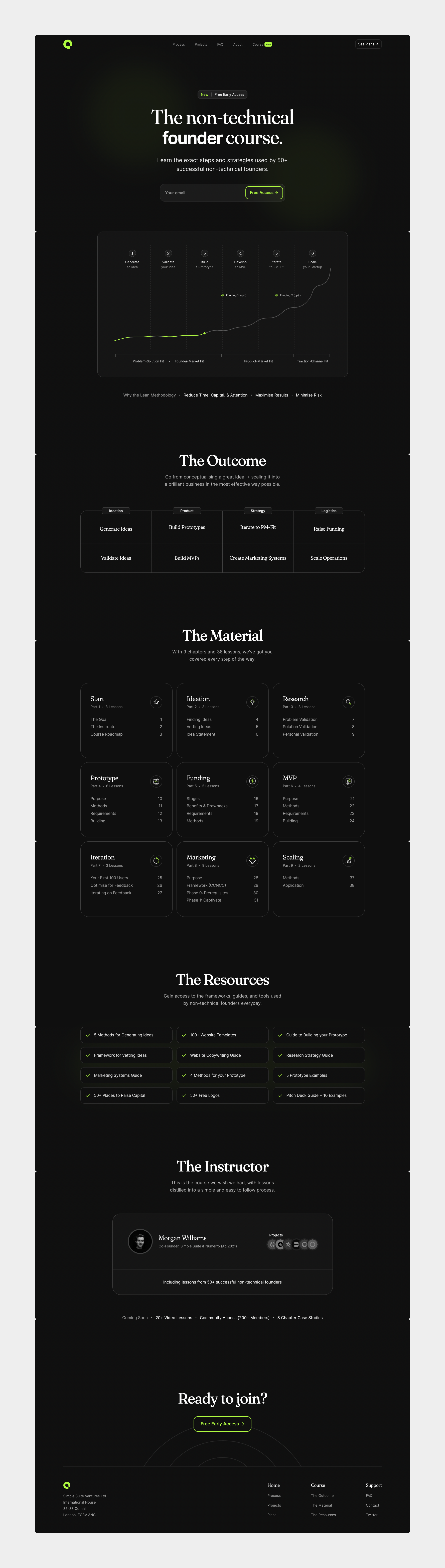 The Non-Technical Founder Course course design founder landing page ui