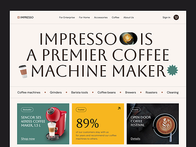 Website for a Coffee Machine Vendor coffee energy figma graphic design hero section site ui ux ux design vendor web design