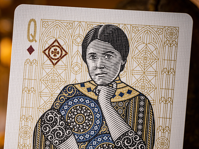 St. Edith Stein (Queen of Diamonds) edith stein engraving etching illustration peter voth design playing card playing cards portrait vector