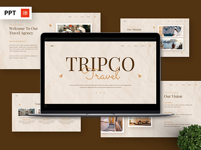 Tripco - Powerpoint Templates beige destination paper portfolio powerpoint slide template tourist