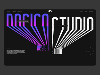 Main screen Design Studio 3d branding design disco hero hero screen main screen neon typography ui ux