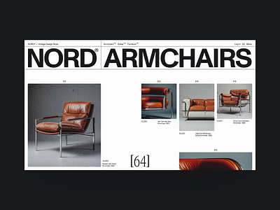 NORD® — Vintage Design Store armchairs ecommerce furniture innovative minimal sofa store typography ui web website