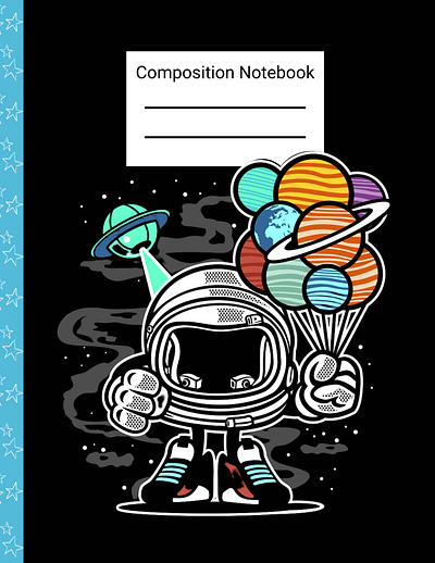 Space book cover graphic design kdp notebook