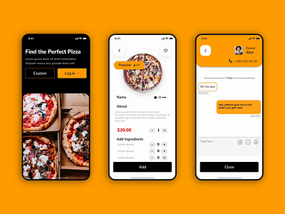 Pizza Ordering App animation app application cart courier delivery e commerce food illustration mobile app order ordering ordering app pizza product design shipment tracking ui ux
