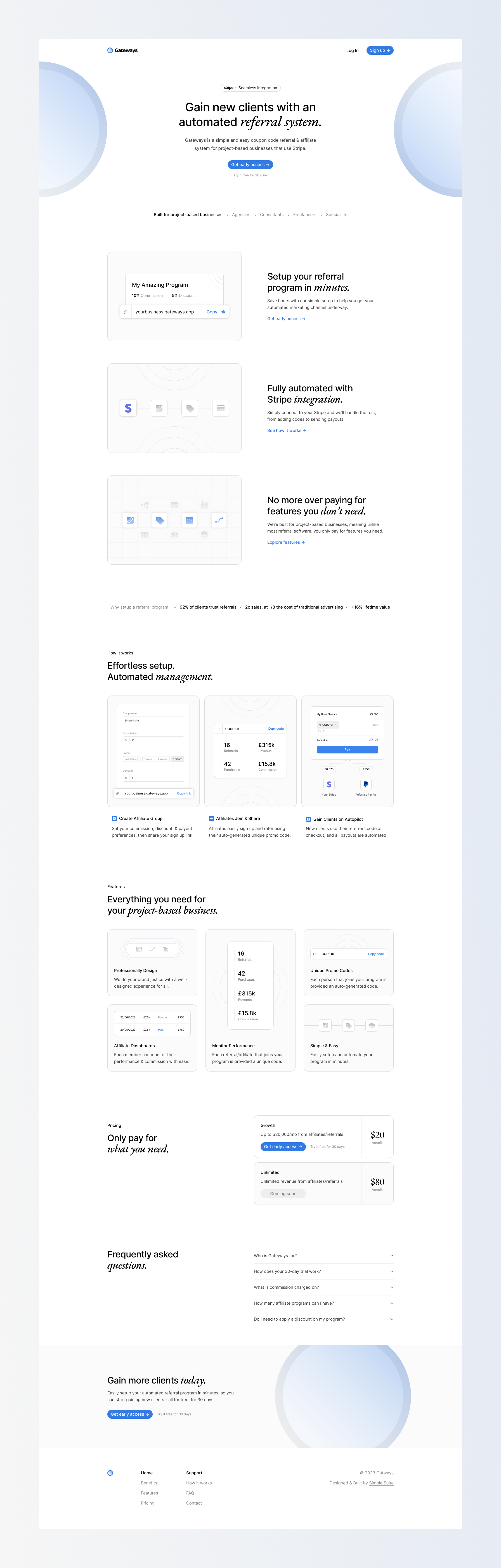 Gateways Website affiliate design landing page referral ui website