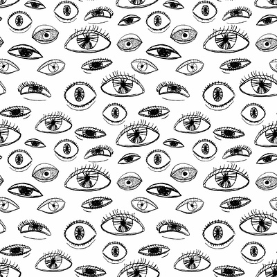 Doodle eyes seamless pattern art black and white design doodle drawing eyes fashion graphic design illustration seamless pattern