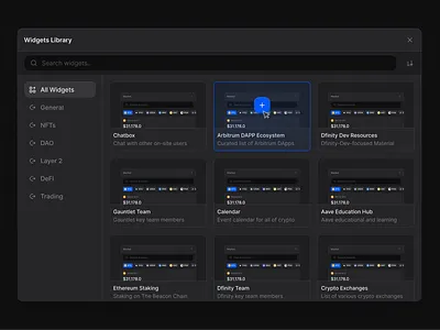 ' Widgets Library Modal ' bitcoin black button crypto crypto project dark mode dark theme details gray hover modal popup settings theme