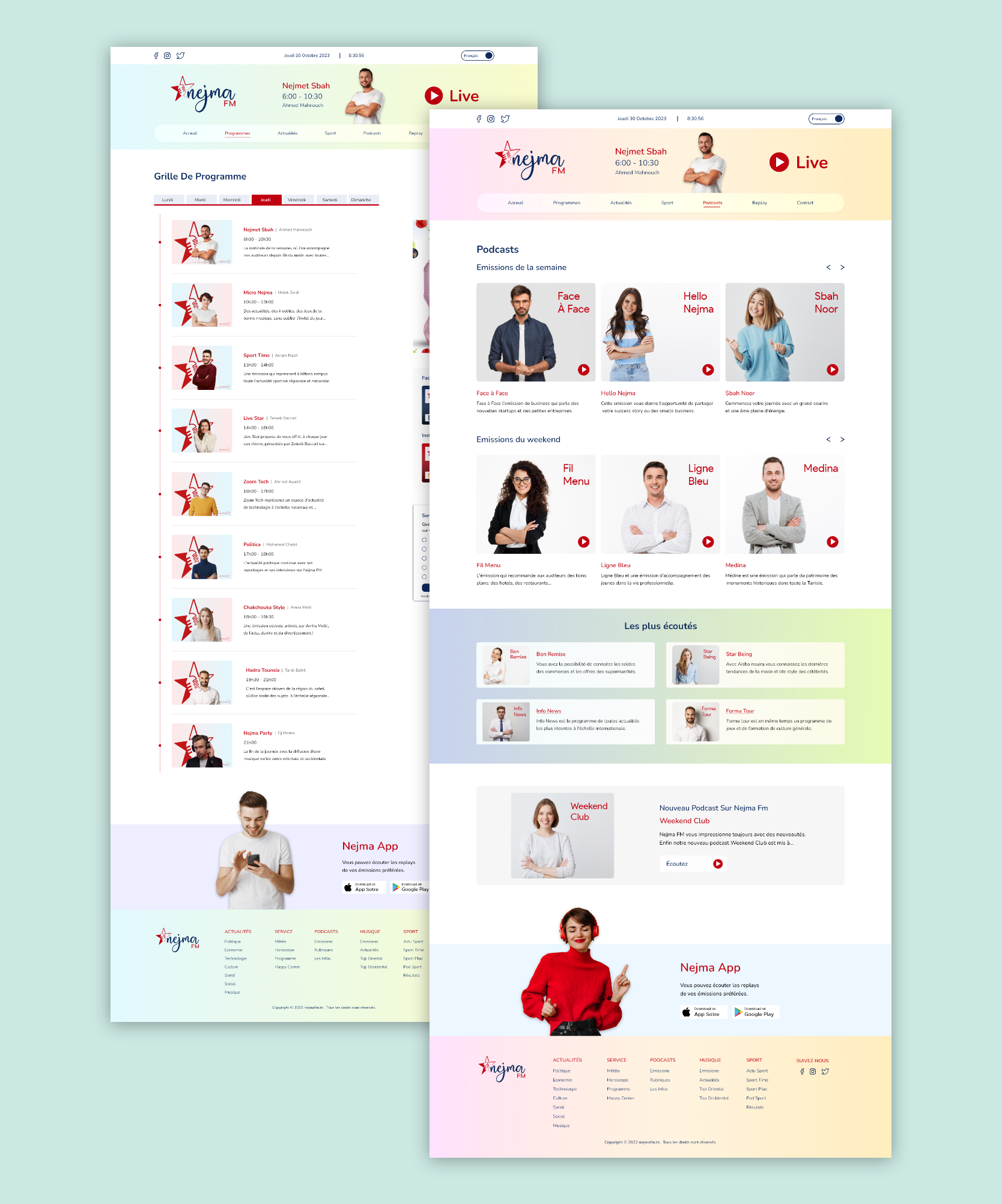 Radio Wesbsite UI audio podcast design glass morphism gradient website graphic design landing page modern website music music website podcast radio website streaming website ui ui design ux web web design