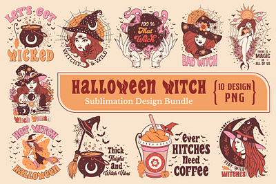 Halloween Witch PNG Sublimation Bundle typography