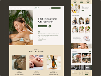 Booking an appointment SPA, Landing Page for Beauty Salon beauty salon beauty services beige book an appointment elegant font figma green landing page services spa ui ui design ux design wellness