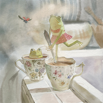 Frog illustration for children's book art childrens book drawing fairytale frog illustration kids watercolor
