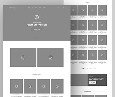 E-commerce Website Wireframe (Men Fashion) b2b ecommerce fashion landingpage menfashion ui webdesign