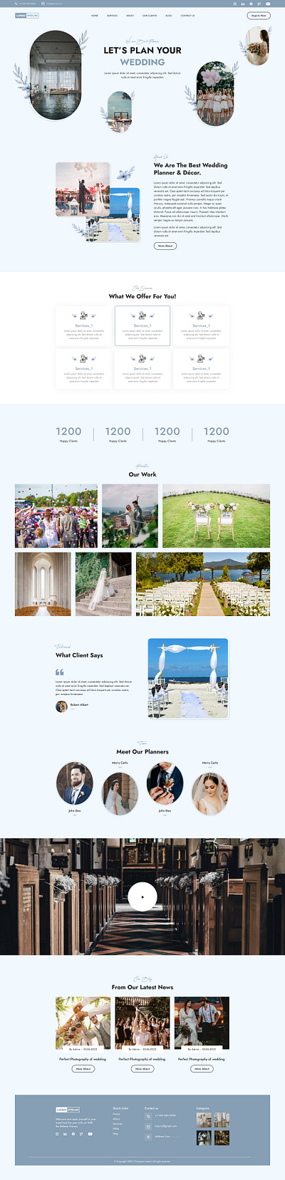 Wedding Planner Website Design branding design graphic design homepagedesign illustration ui design web design website design wedding planner website design