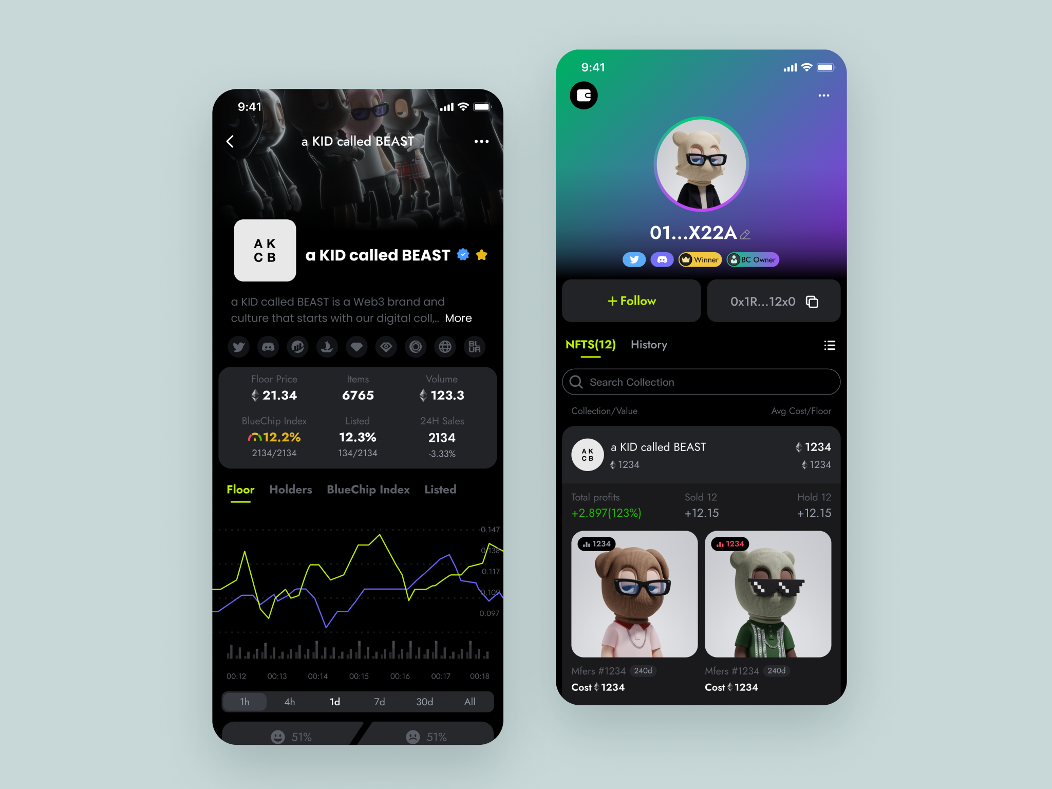 NFTTrack APP branding design nft ui