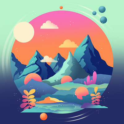Peaceful Landscape ☀️ character design digital art graphic design illustration landscape procreate