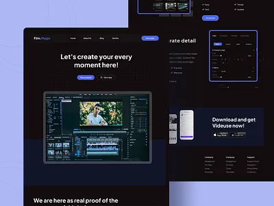 FilmMagic- Video editing software design landing page ui ui design ui ux design website design