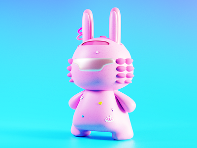Pink mini robot 3d art blender branding bunny color design illustration logo motion motion graphics pinky robot ui