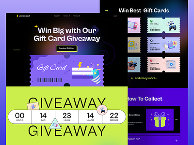 Jackpot Vault - Giveaway Page Template v2 agency website card design game gift card giveaway illustration landingpage product ui ux