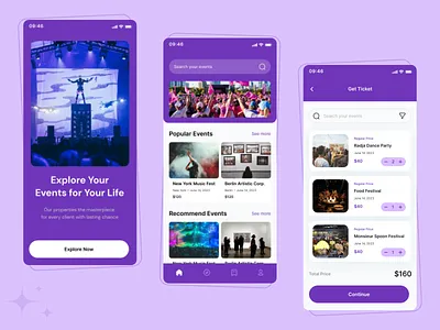 Event booking app UI design app design app development mobile application ui ui design
