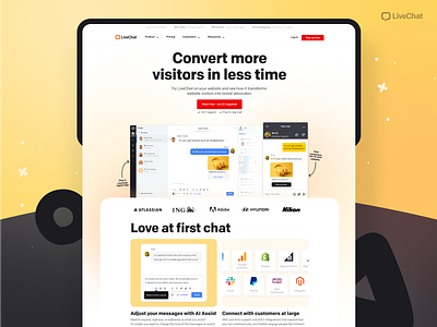Landing page design for LiveChat product branding design graphic design illustration landing page landing page design saas product ui web design web designer web project website design website project